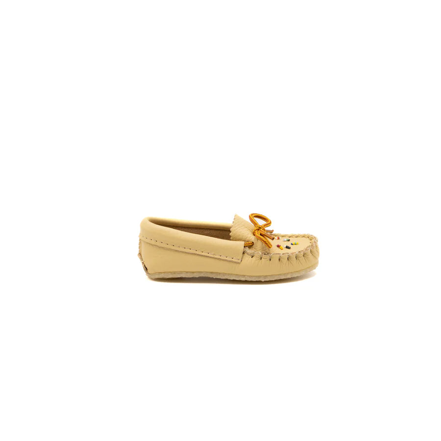 Children's Natural Moosehide Beaded Mocccasins Authentic Indigenous Moccasins