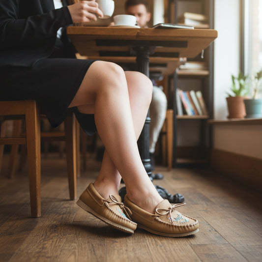 Women's Yänonhchia’ (house) - Women's Outdoor Moose Hide Leather Driving Moccasins