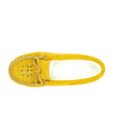 Women's Moose Suede Beaded Moccasins With Fleece Lining