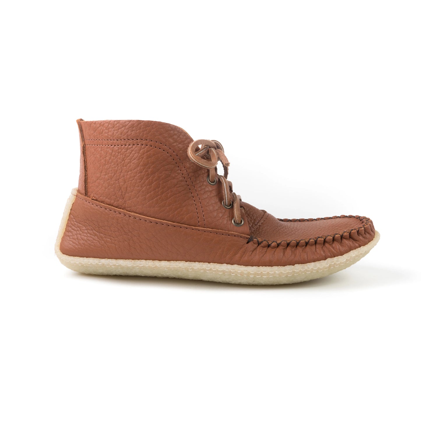 Brown leather shoe on a white background