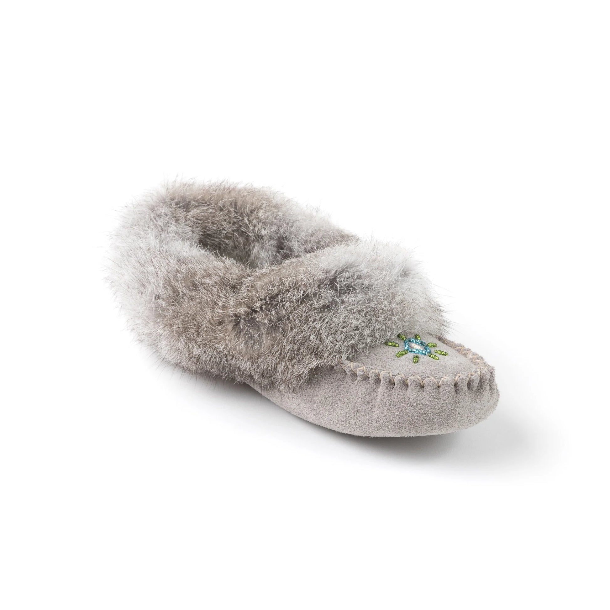 Bastien Moccasins 240W Grey Rabbit fur fleece lining made in Canada