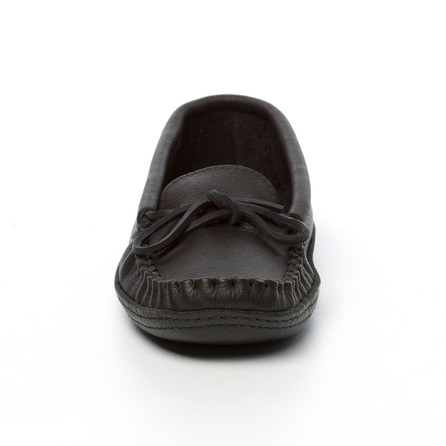 black leather moccasins