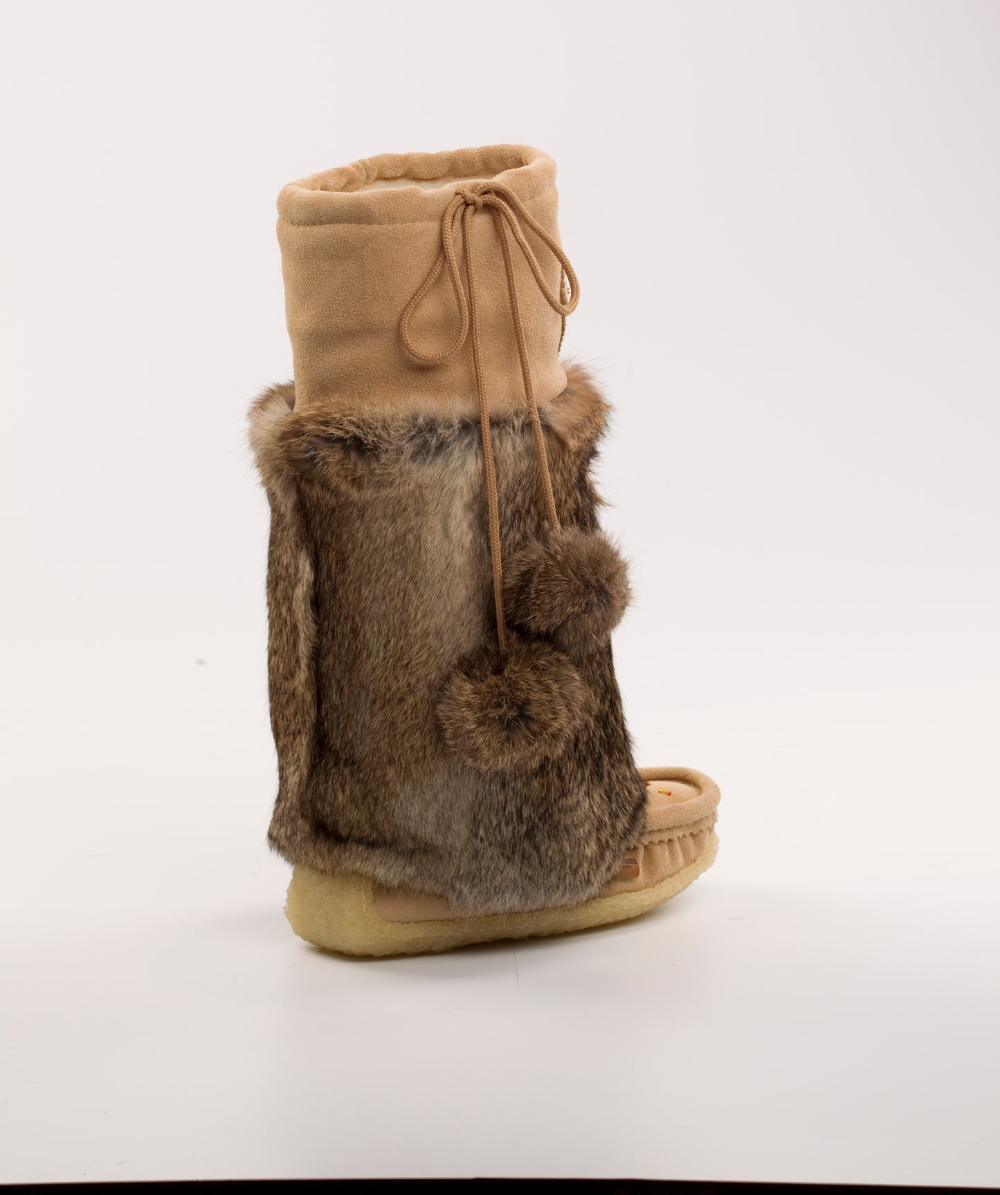 Laurentian Chief Tall Mukluks - Sand Suede & Rabbit Fur | Cozy Canadian Winter Boots