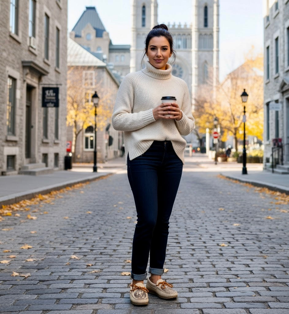 Spirit Moccasins: Women's Hummingbird Moccasins With Rubber Sole - Canadian Moose Hide & Bill Helin Art