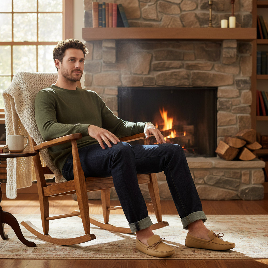 NDËNON Men's Moose Hide Moccasins - Maple - Indigenous Made in Canada