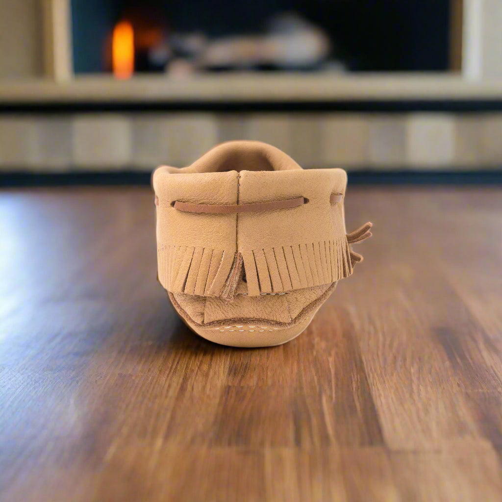 womans Canadian made moccasins by first nations Canada in Fringe Moccasins