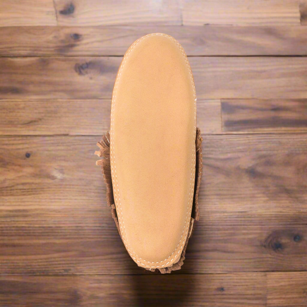 womans Canadian made moccasins by first nations Canada in Fringe Moccasins