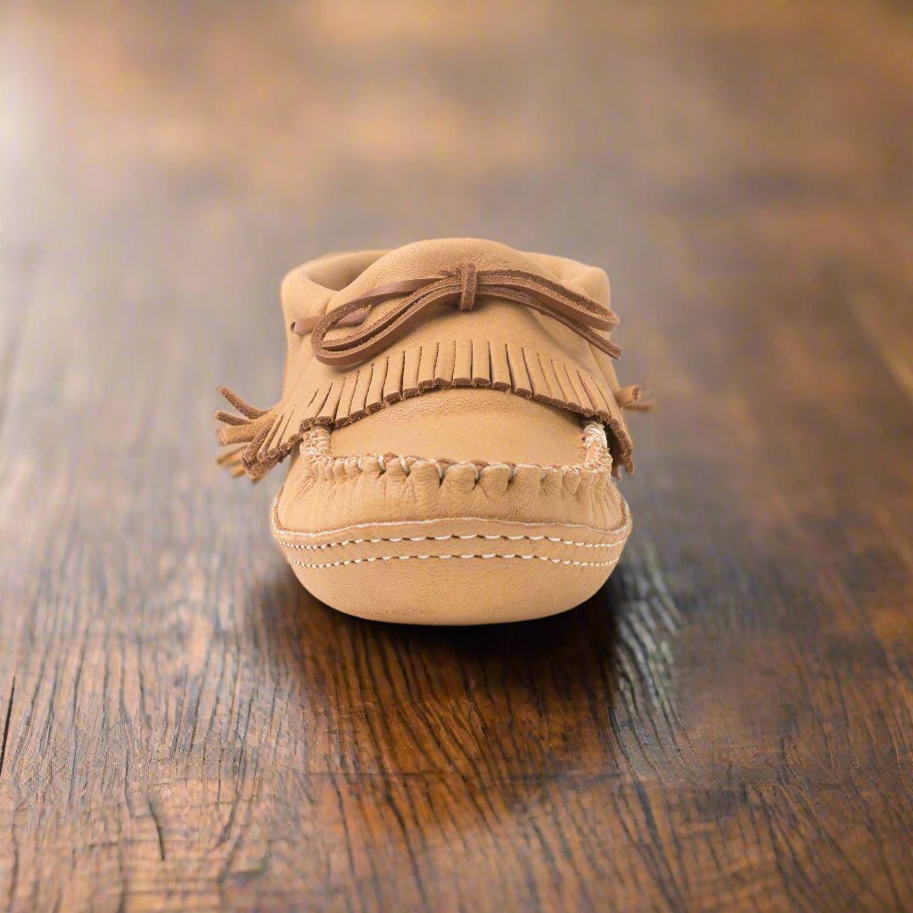 womans Canadian made moccasins by first nations Canada in Fringe Moccasins