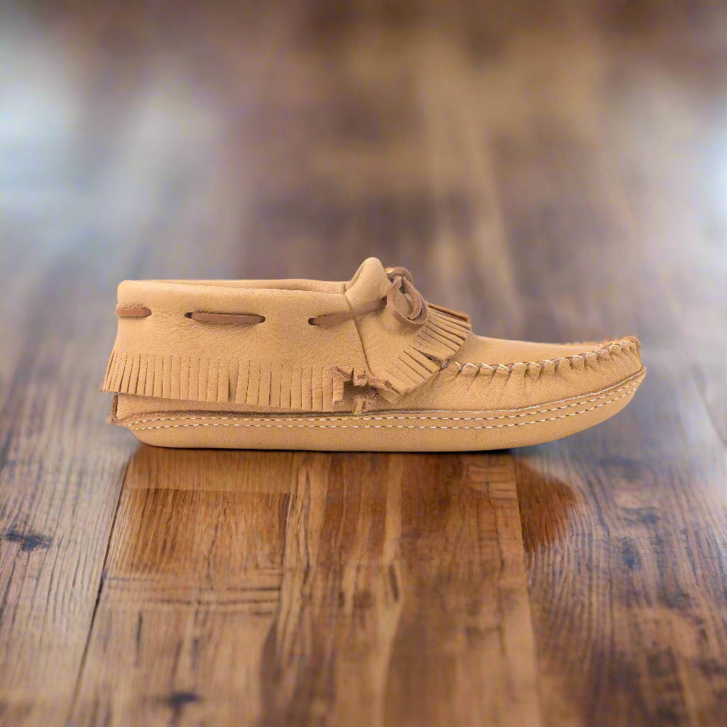 womans Canadian made moccasins by first nations Canada in Fringe Moccasins