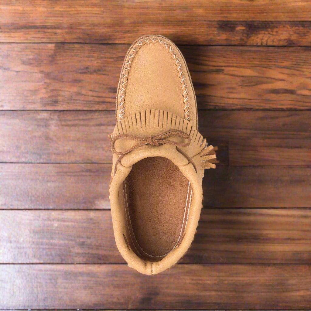 womans Canadian made moccasins by first nations Canada in Fringe Moccasins
