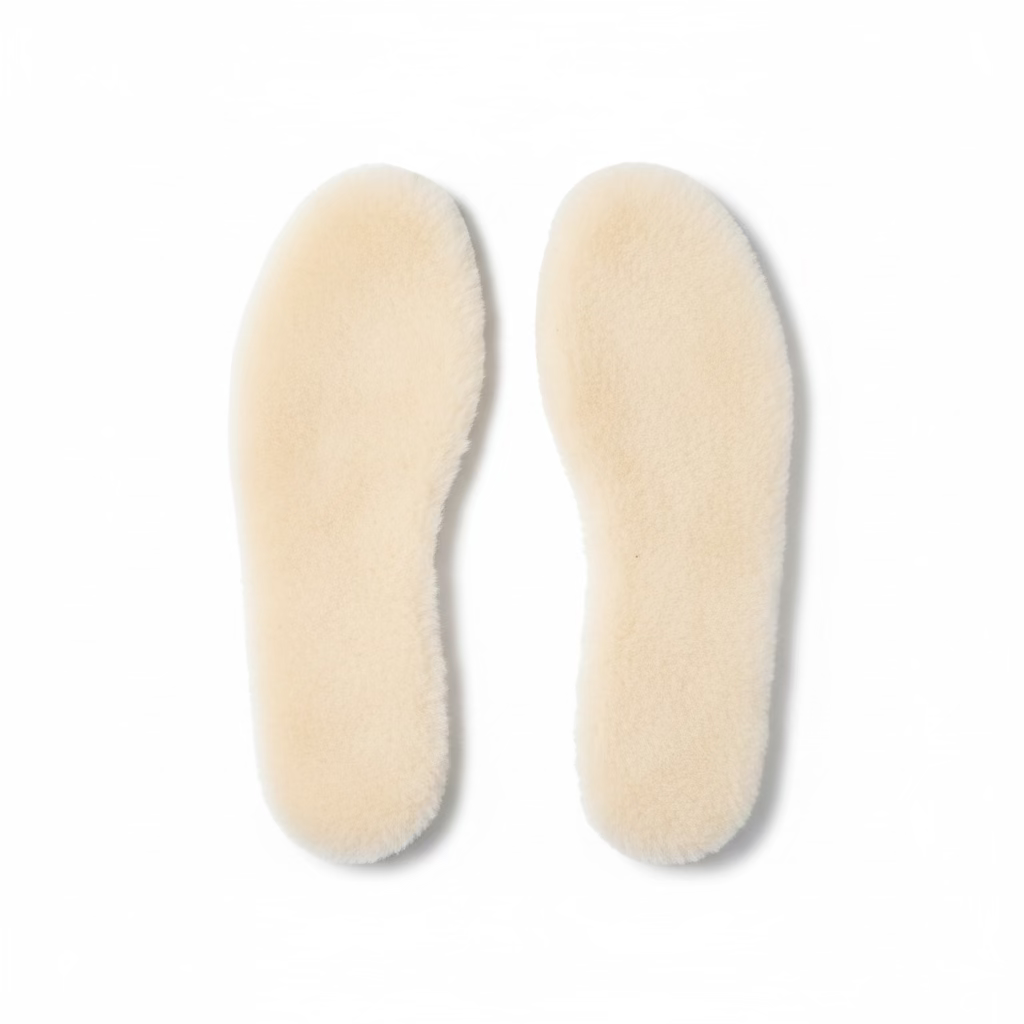 Pair of white shoe inserts on a white surface