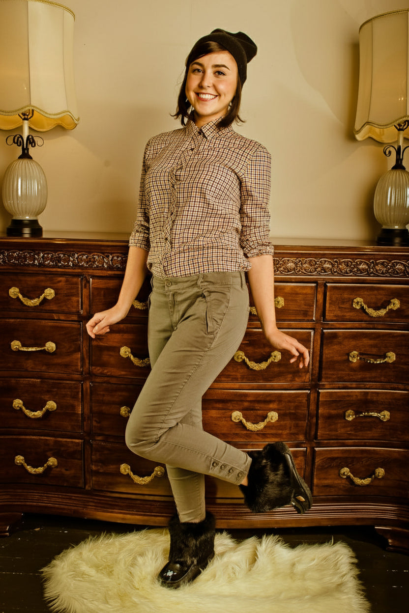 young woman wearing moccasins