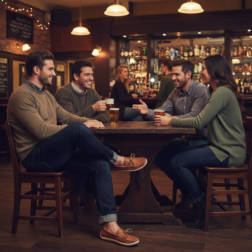 Ohkwesen' Men's Leather Moccasins - Loafer Style Cowhide & Crepe Sole