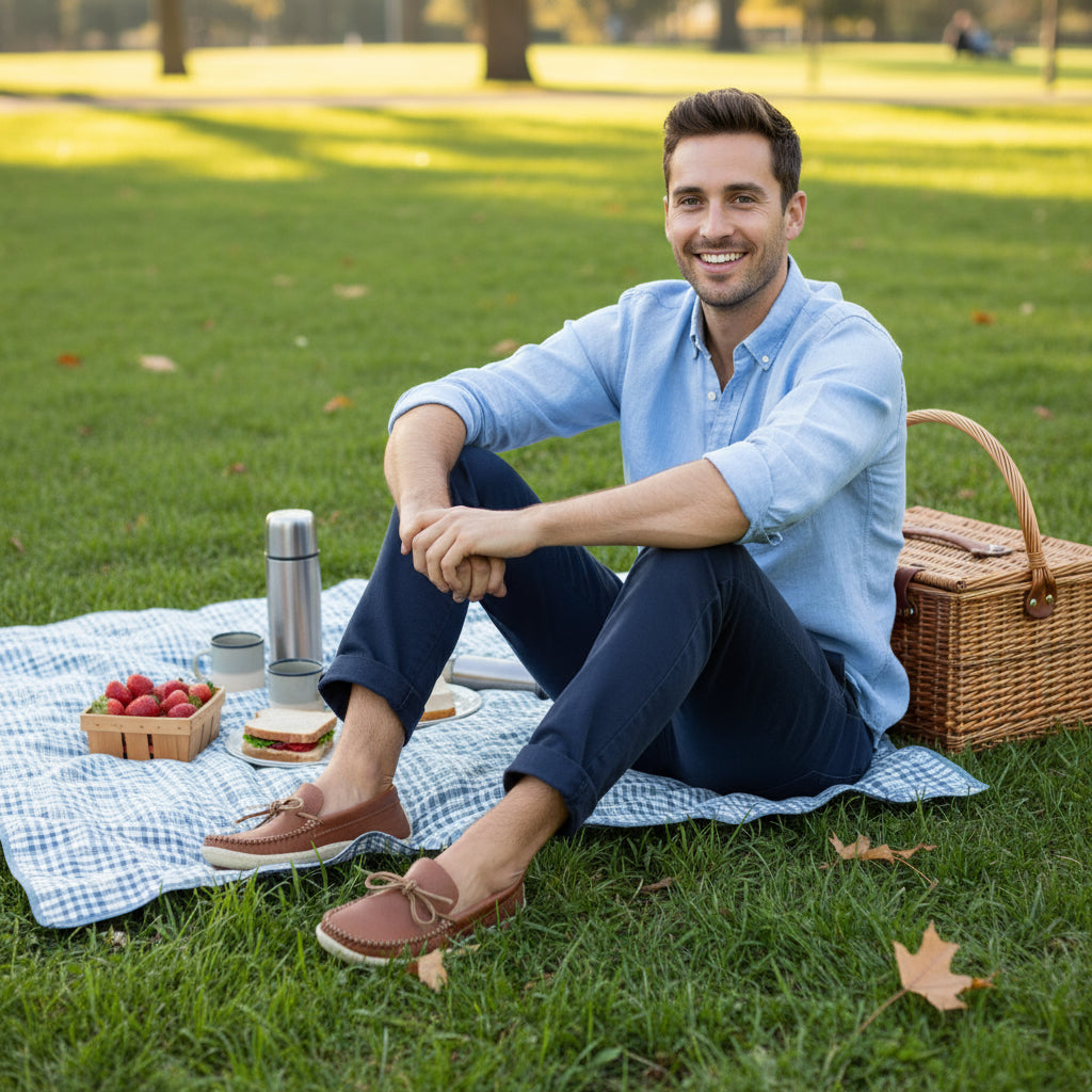 Ohkwesen' Men's Leather Moccasins - Loafer Style Cowhide & Crepe Sole