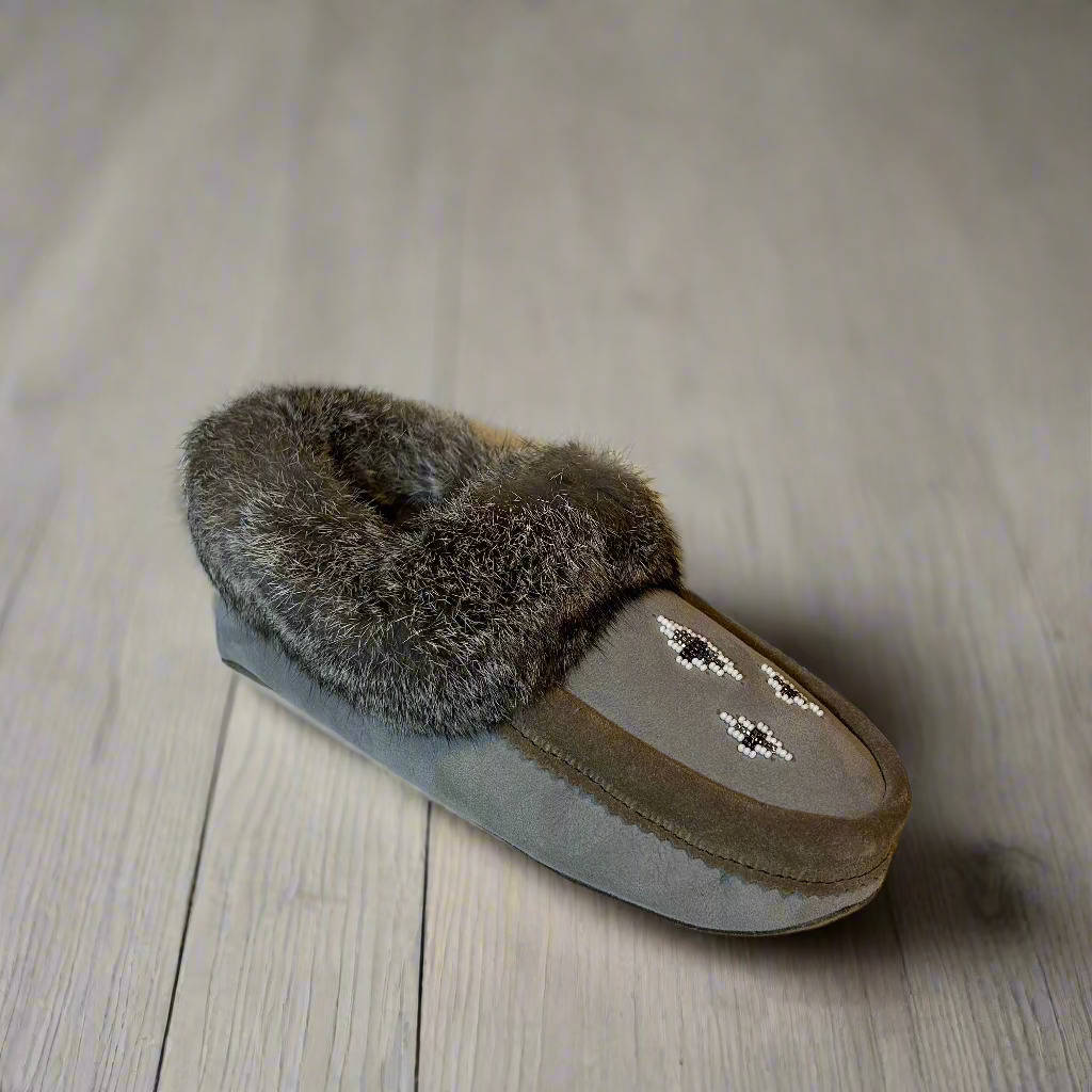 grey sheepskin moccasins