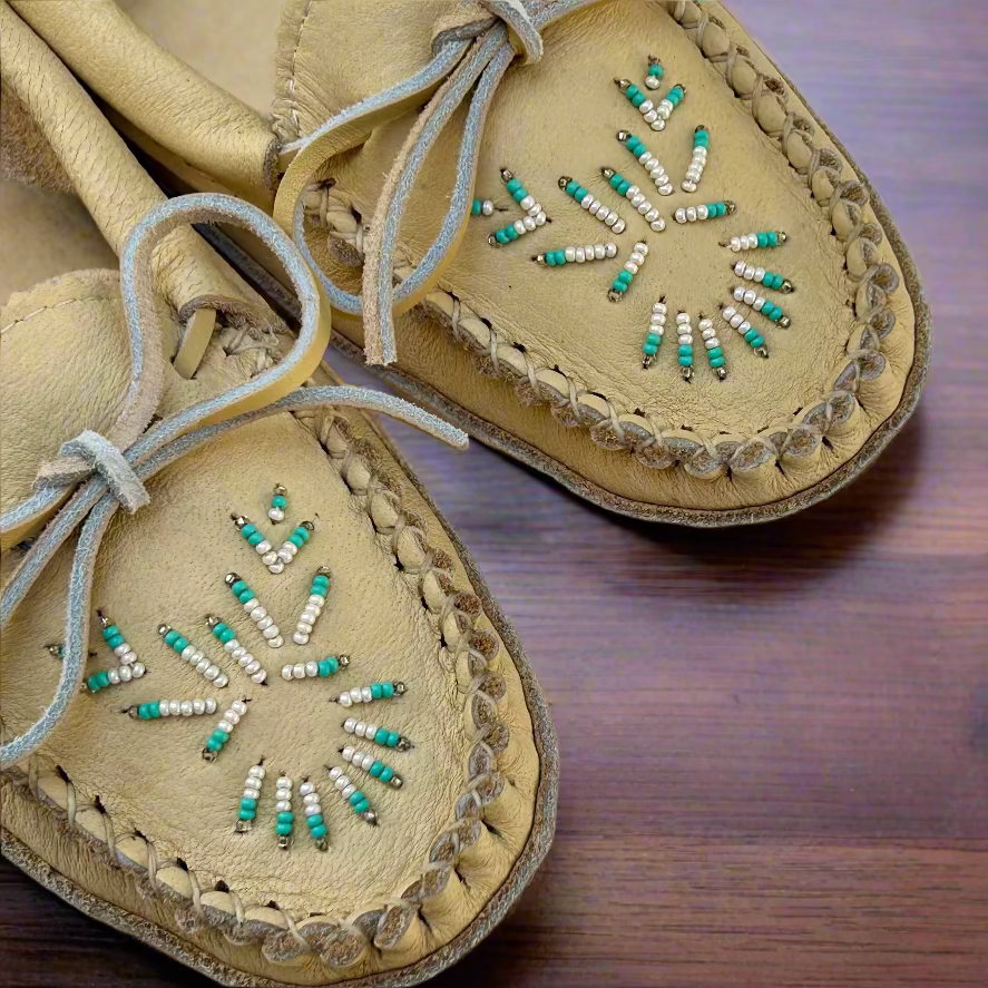 Yänonhchia' (home) - Women's Moose Hide Moccasins With Moose Hide Padded sole