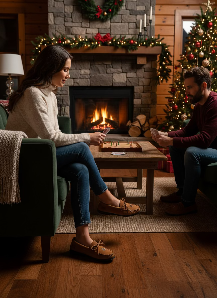 Brown moccasin shoe on a white background