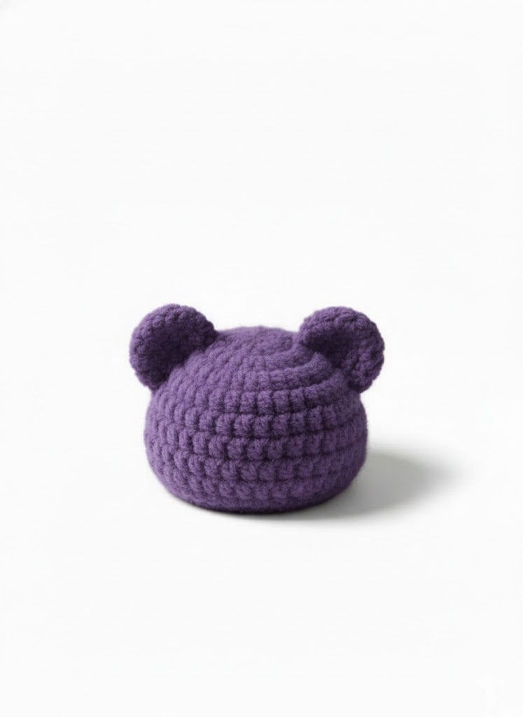 Handmade Baby Bear Hat - Newborn Crochet Beanie in Aran Fleck