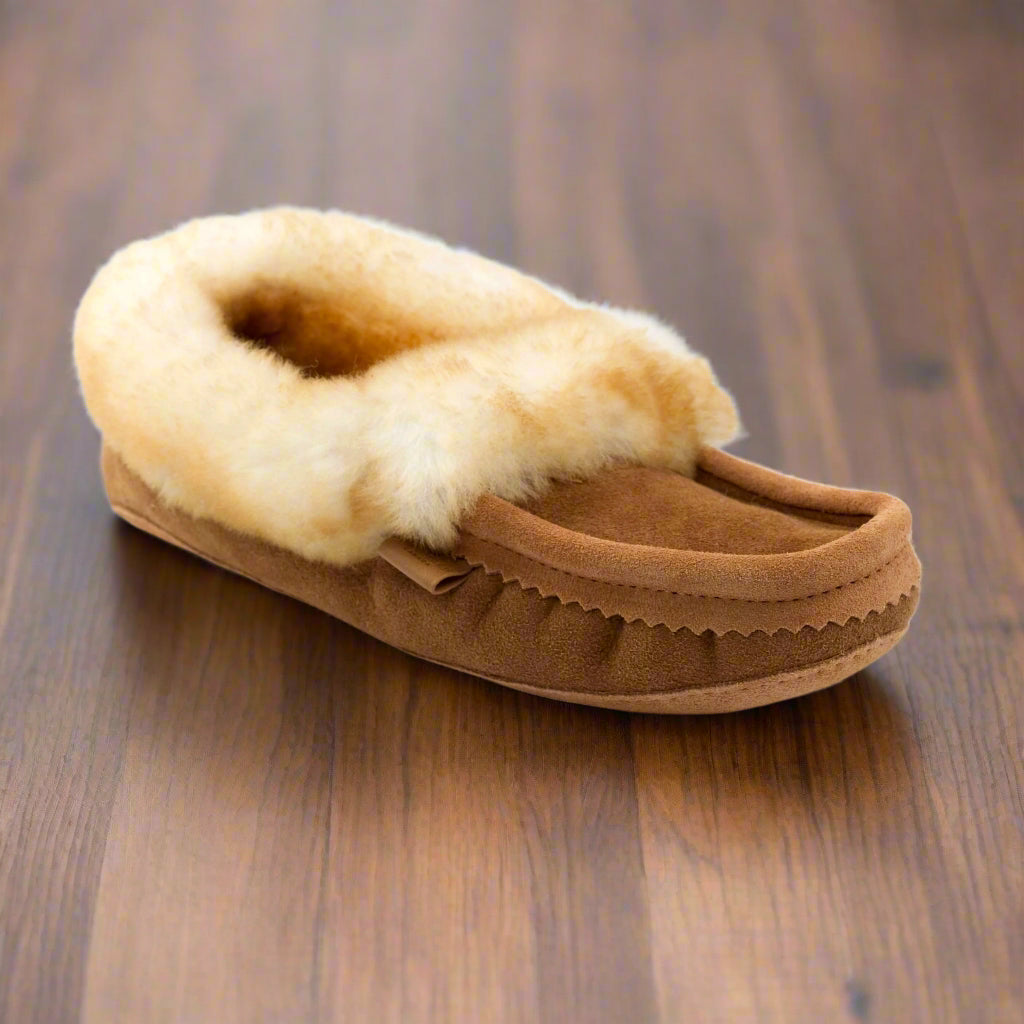 Men's Tecumseh Canada Mocha Brown Sheepskin Moccasins