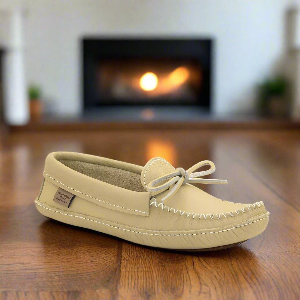 Men's Laurentian Chief Natural Moosehide Moccasins With Double Padded Sole