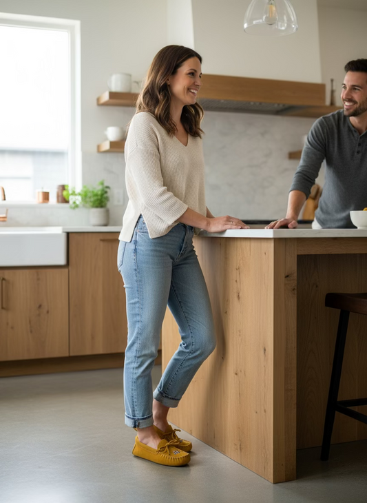 Yellow slipper on a white background