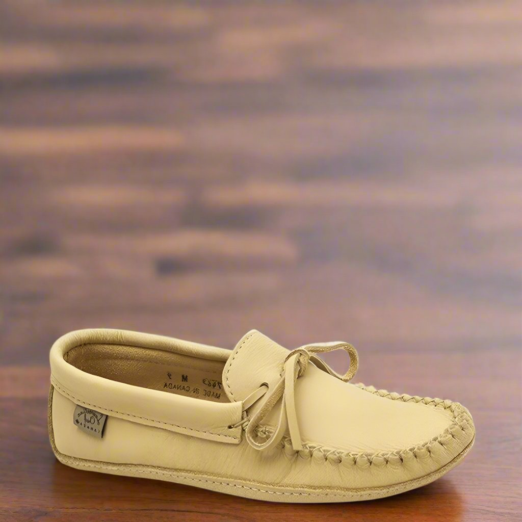 Men's Natural Moosehide Moccasins With Double Padded Ski Sole