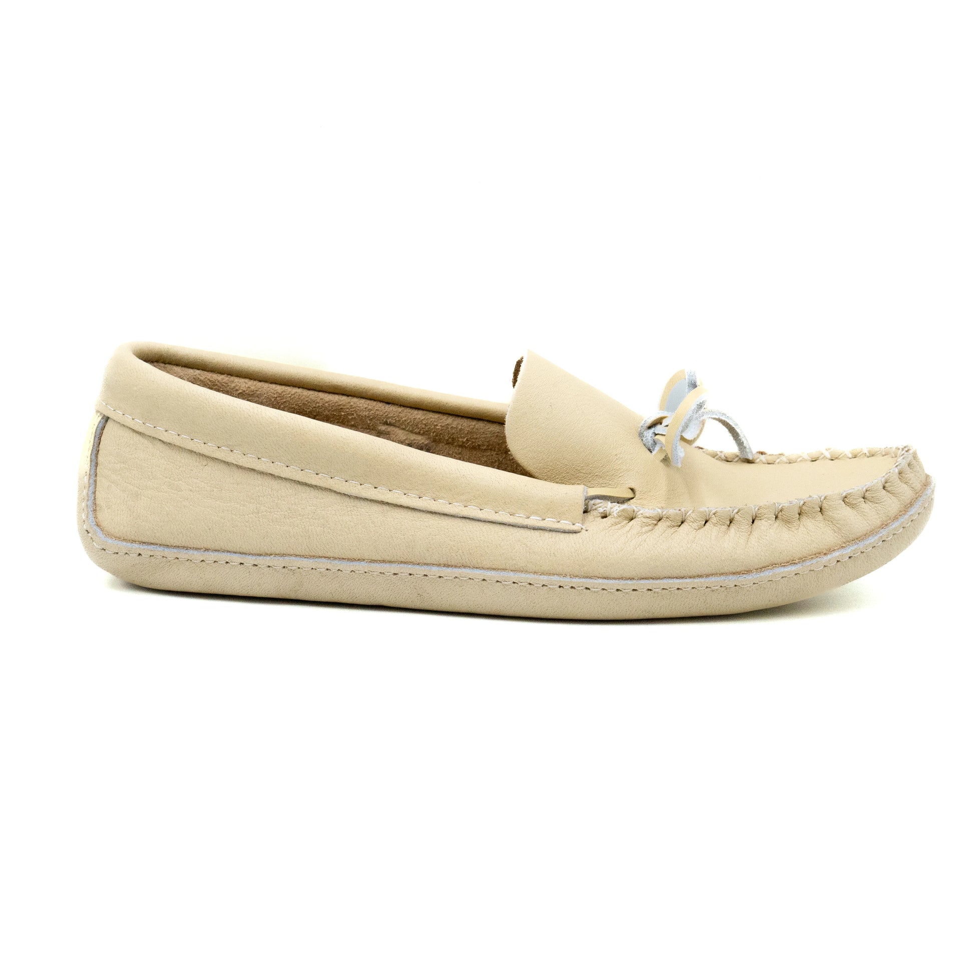 Beige loafer shoe on a white background