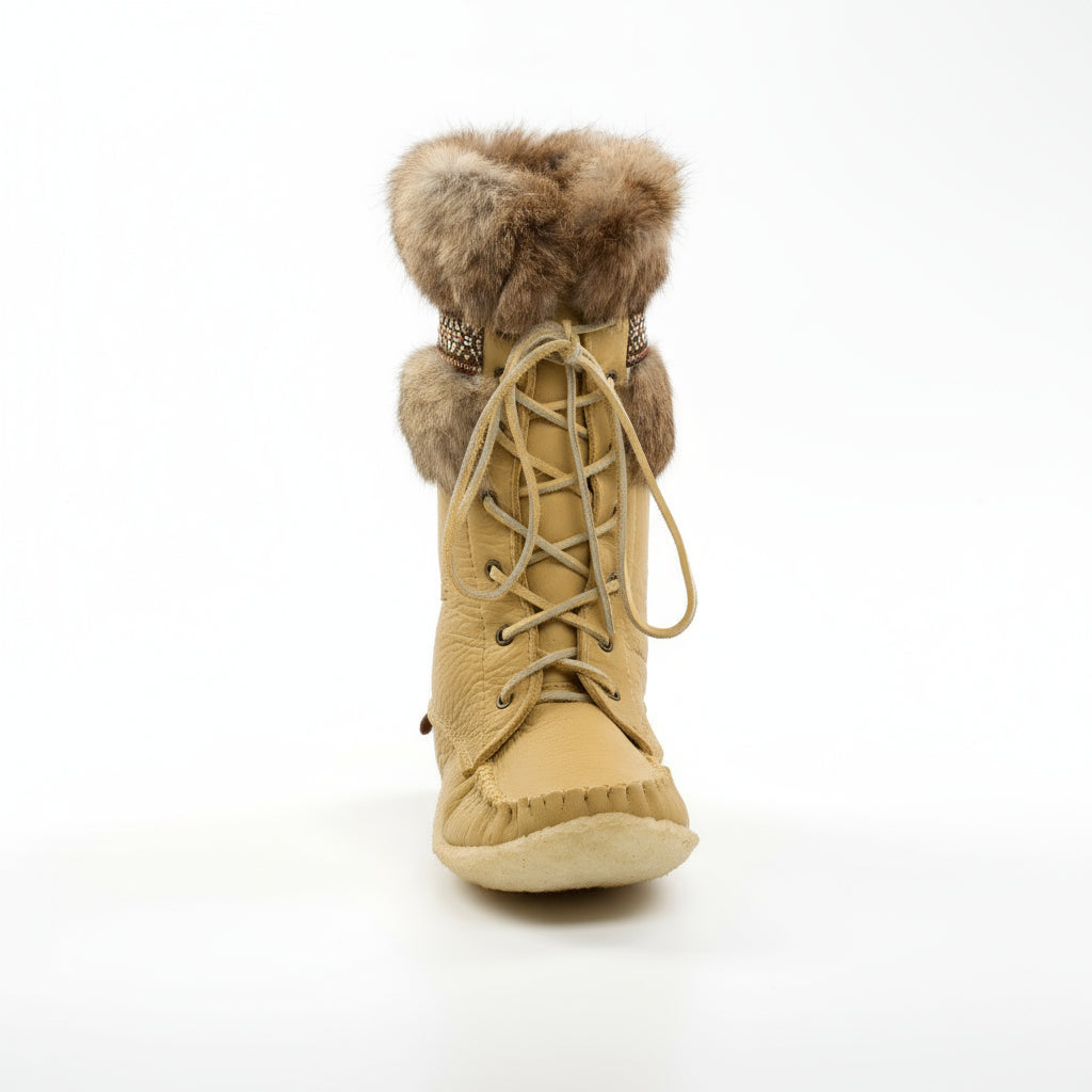 mens snowshoe boots with brown rabbit fur laurentian chief