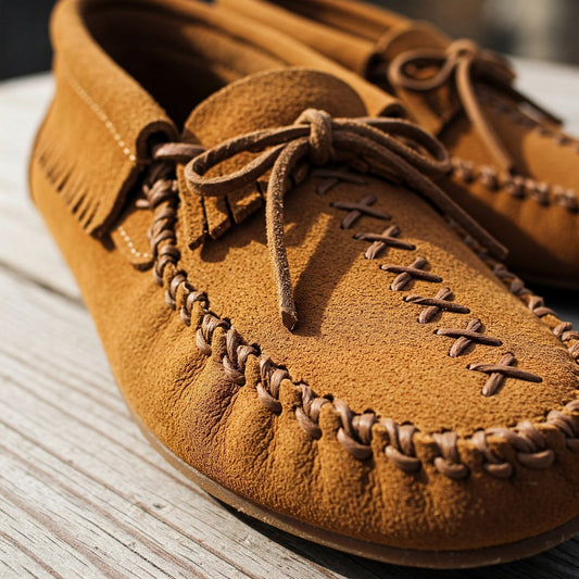 Moccasins with Stitching on the Vamp