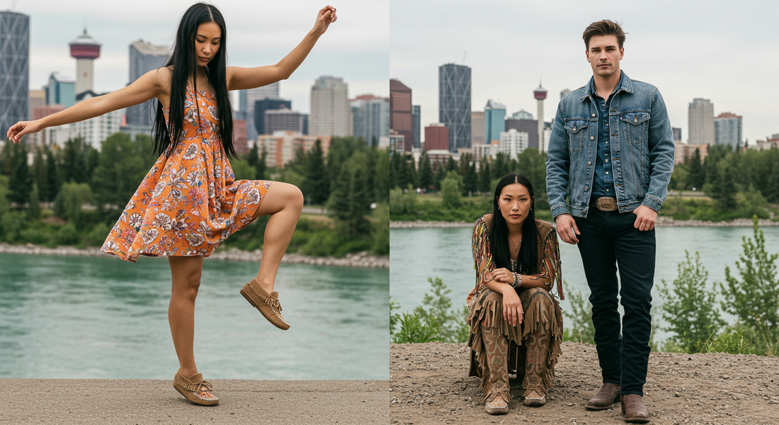Calgary Moccasins and cowboy boots