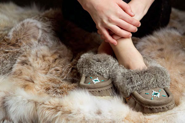 Women's Rabbit Fur Moccasins