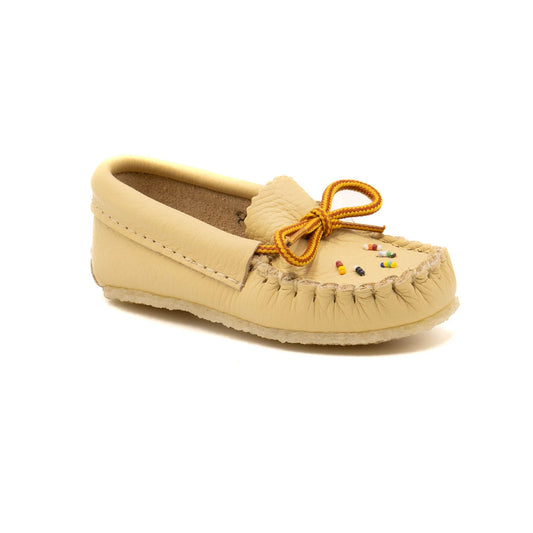 Children's Natural Moosehide Beaded Mocccasins Authentic Indigenous Moccasins