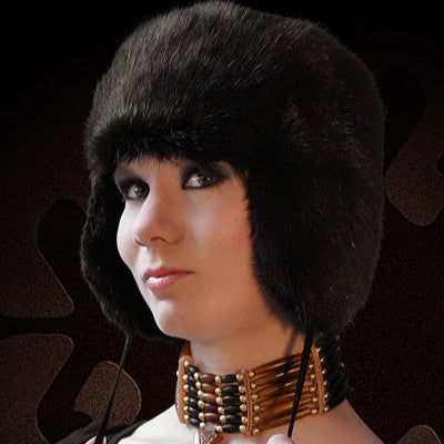 Tecumseh Canada Black Muskrat Fur Hat - Made in Canada