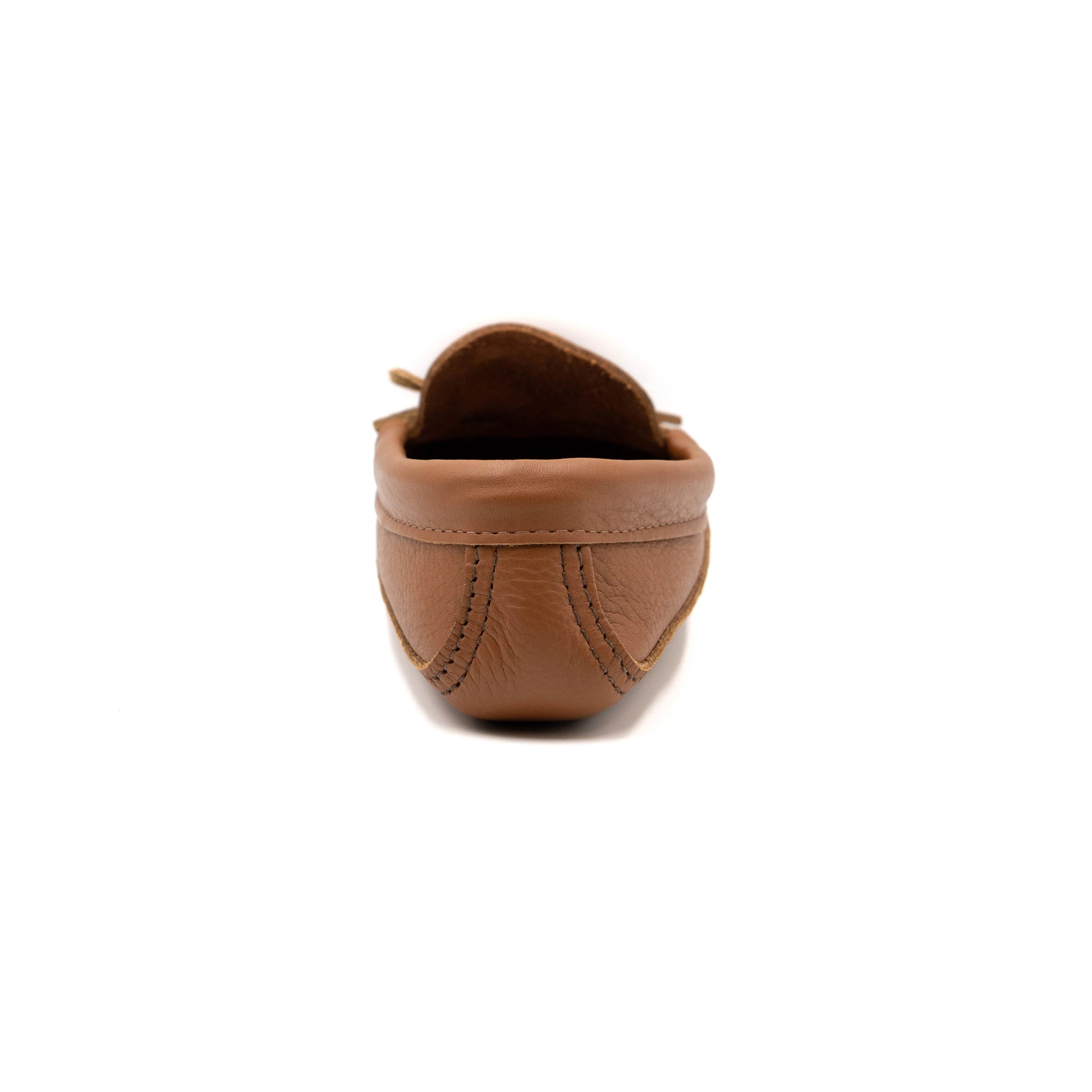 Brown leather loafer on a white background