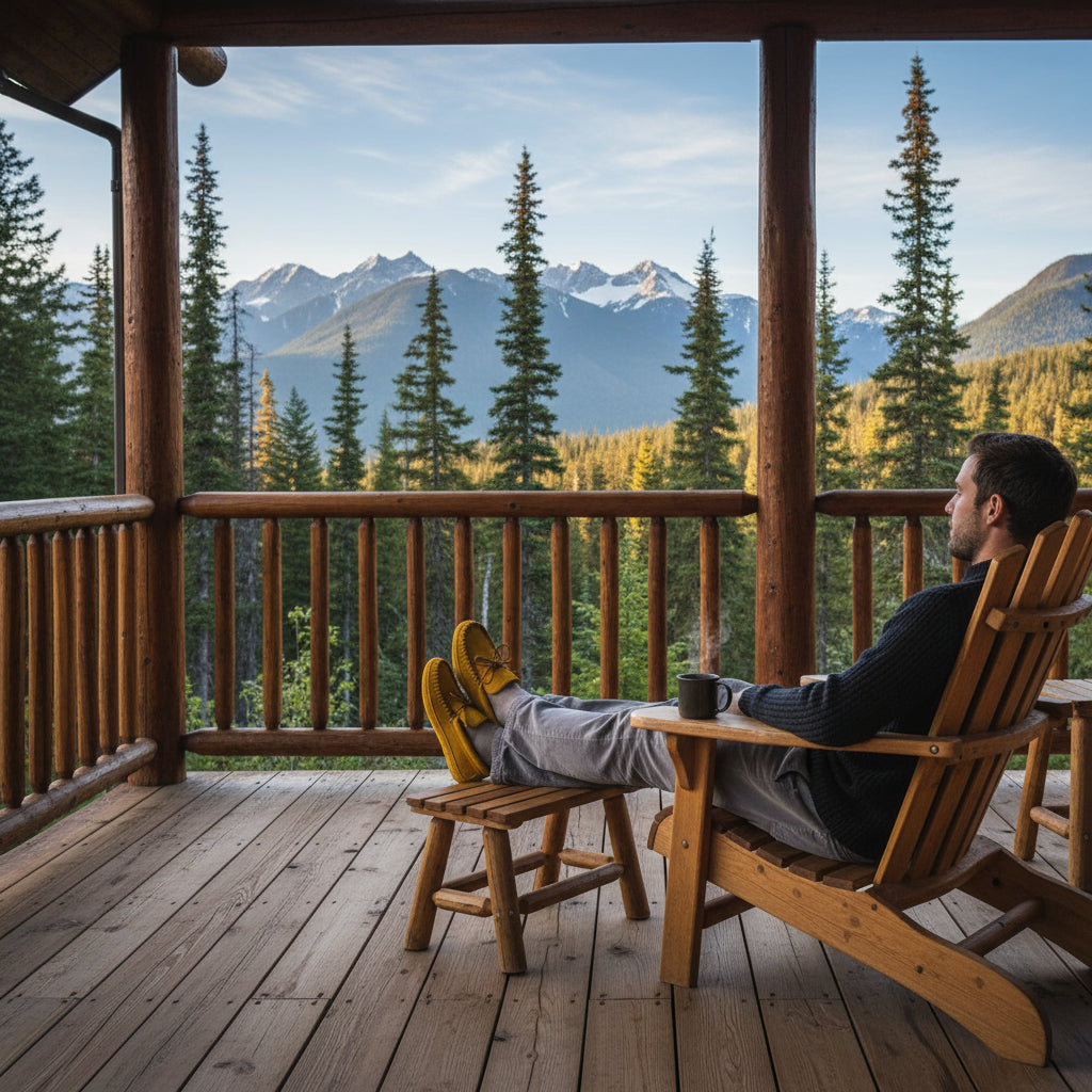 Yellow moccasin shoe on a white background