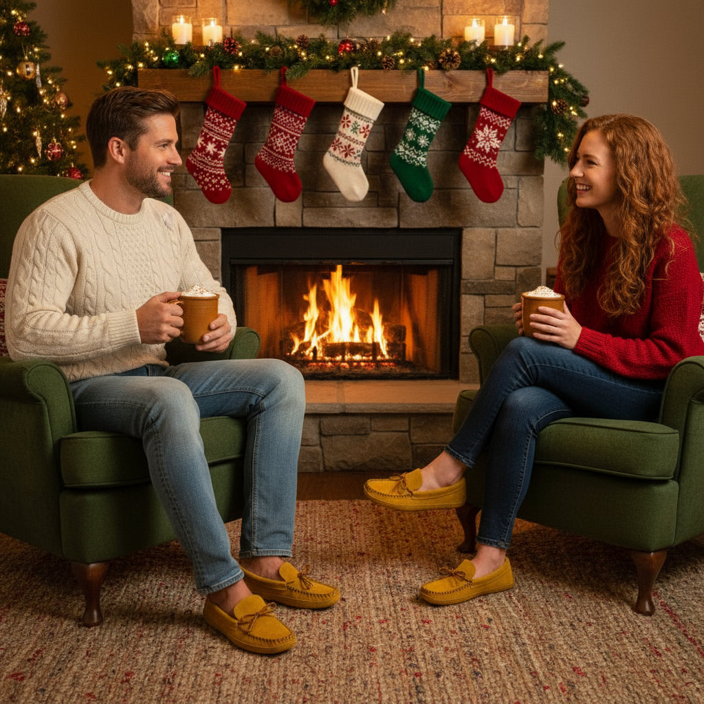 Men's Indian Tan Suede Moccasins With Suede Lining