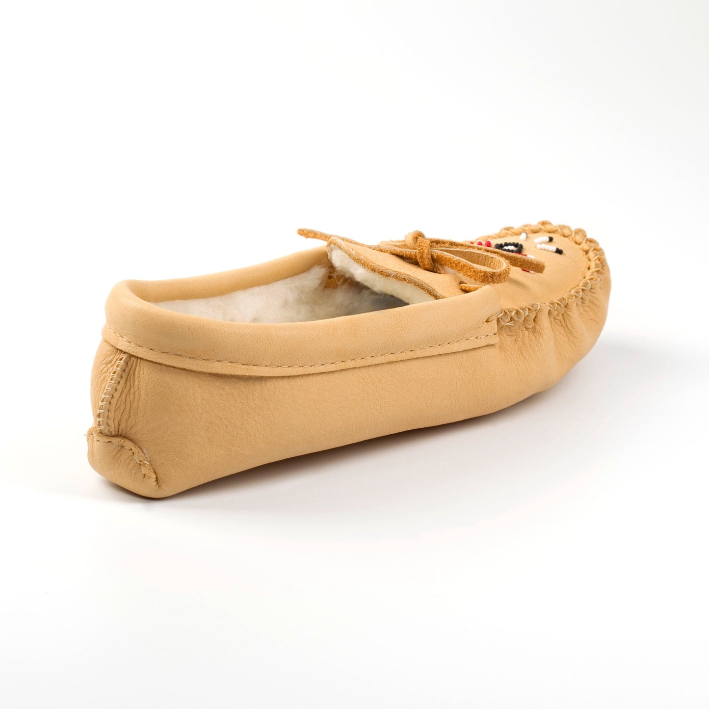 Women's Natural Moosehide Moccasins With Fleece Lining By Laurentian Chief