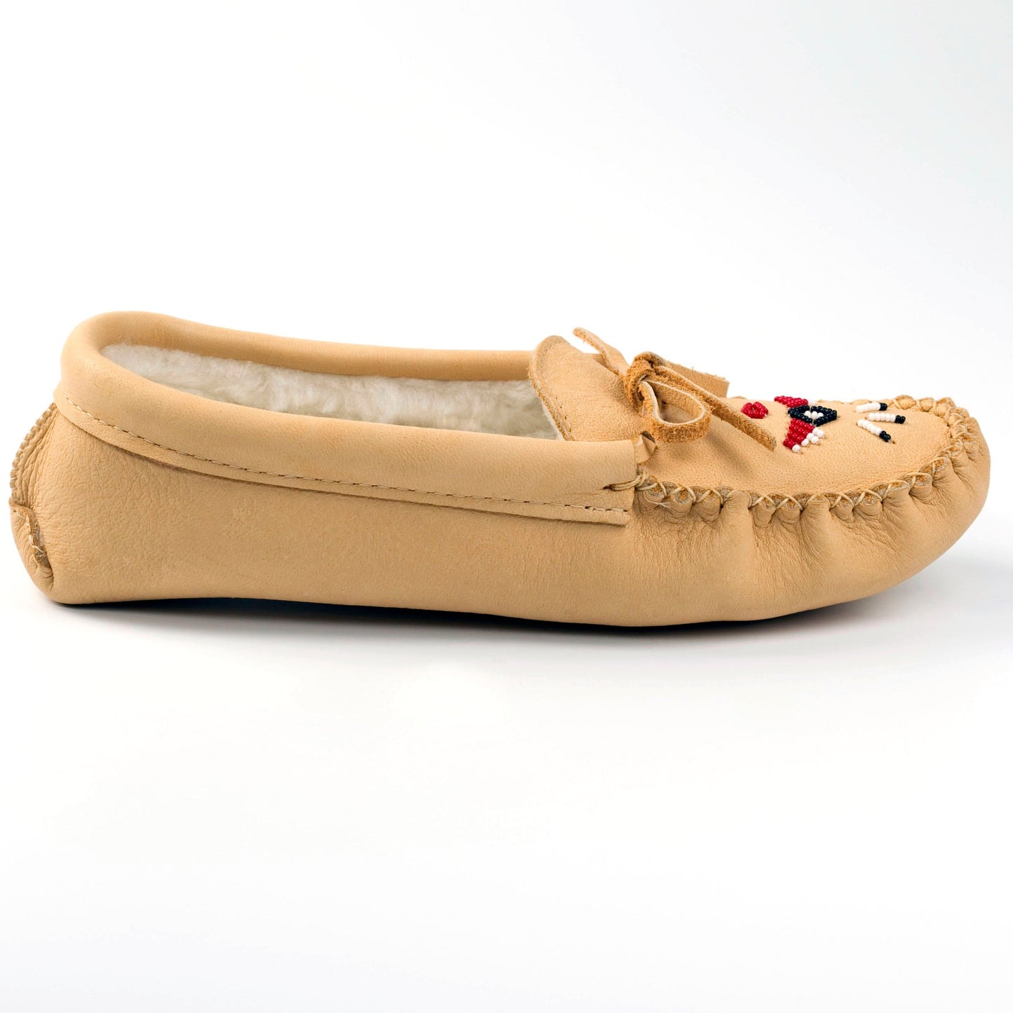 Women's Natural Moosehide Moccasins With Fleece Lining By Laurentian Chief