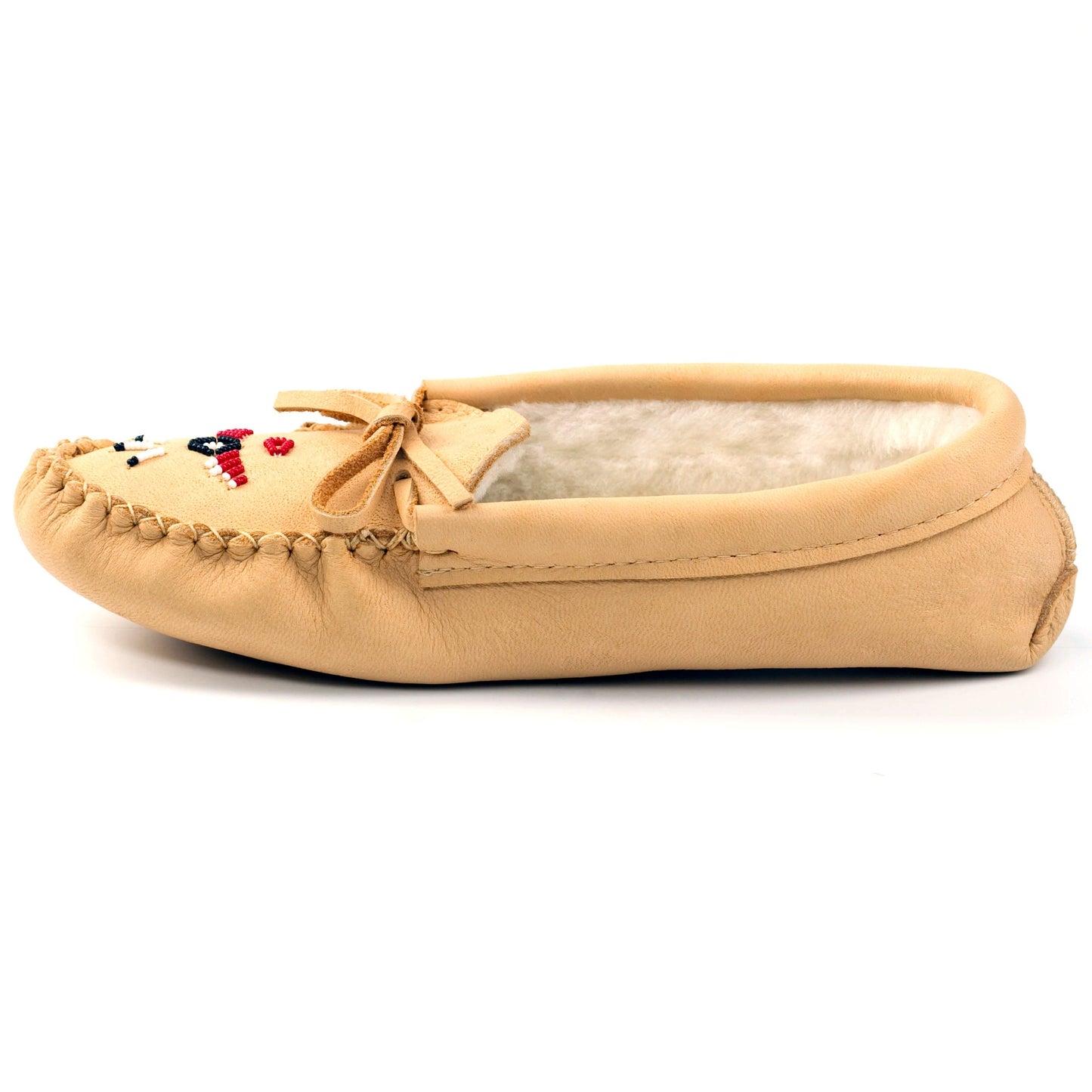 Women's Natural Moosehide Moccasins With Fleece Lining By Laurentian Chief