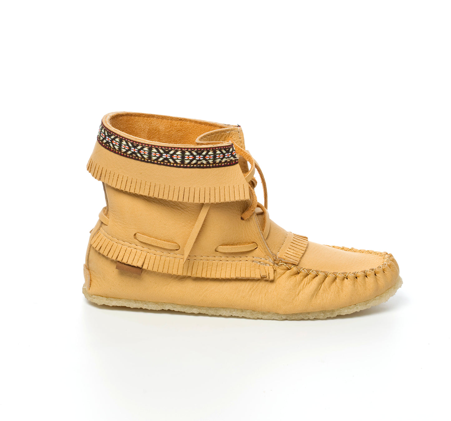 Men's Laurentian Chief Moosehide Concho Moccasin Boots 6" - Double Fringe - 137597NAM
