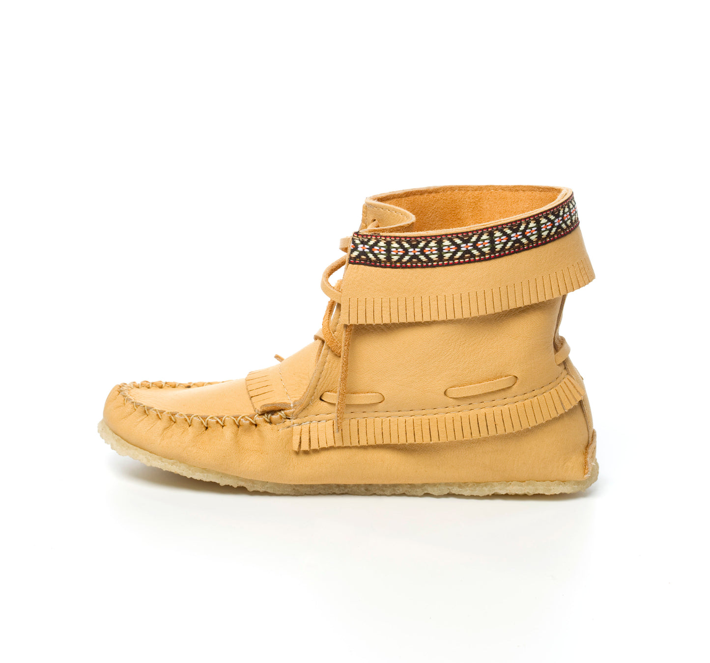 Men's Laurentian Chief Moosehide Concho Moccasin Boots 6" - Double Fringe - 137597NAM