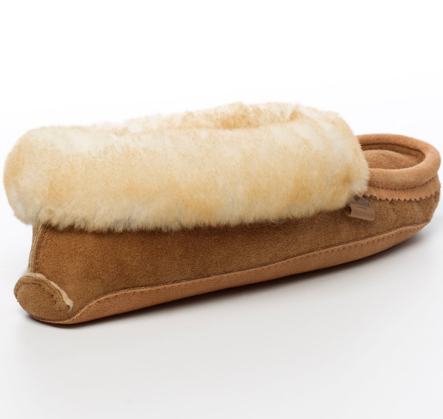 Women's Tecumseh Canada Sheepskin Moccasins In Mocha Suede