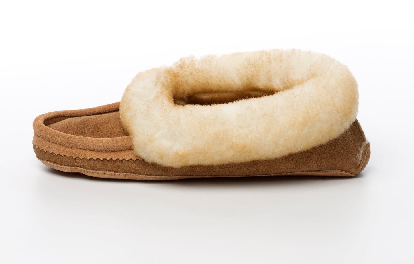 Women's Tecumseh Canada Sheepskin Moccasins In Mocha Suede