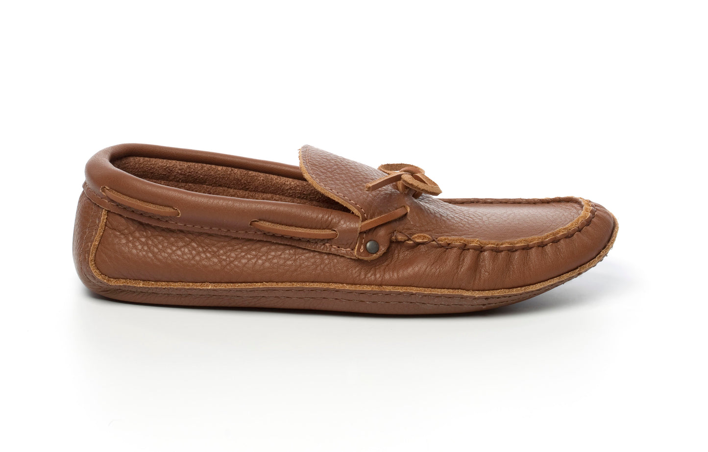 Men's Tecumseh Canada Amik Brown Leather Moccasins With Hand Stitched Vamp