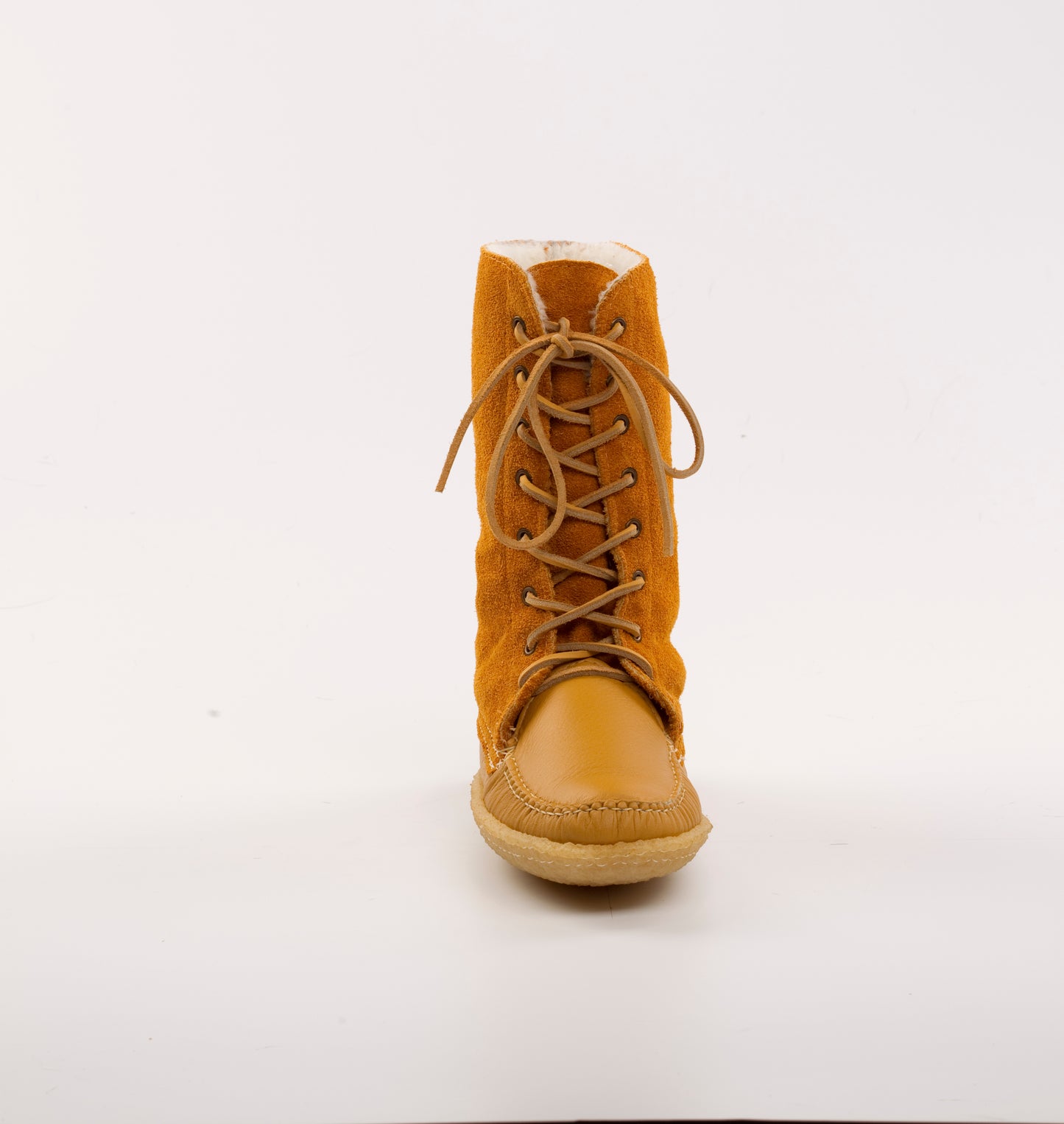 Men's Indian Tan Leather With Reversed Suede upper Snow Shoe Boots With Sole - Special Order