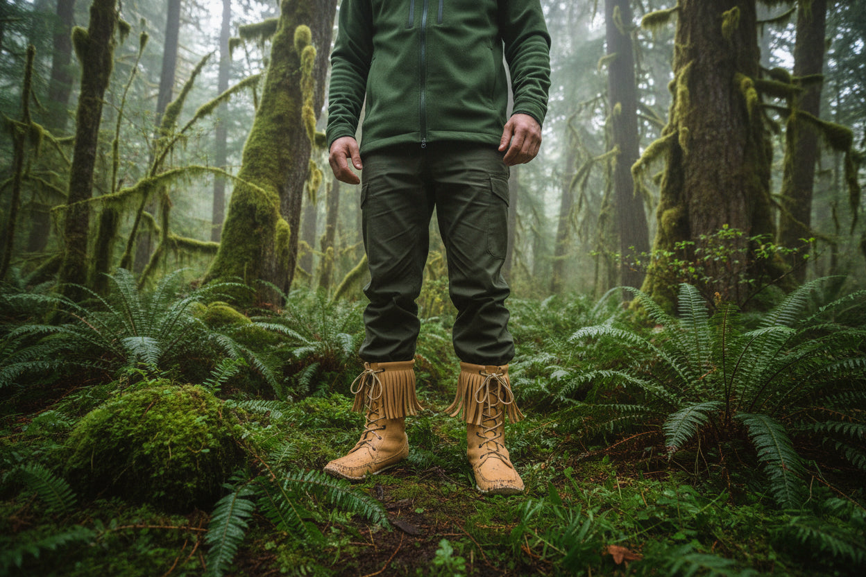 Men's Moosehide Fringe Snowshoe Mukluk Boots - Handcrafted in