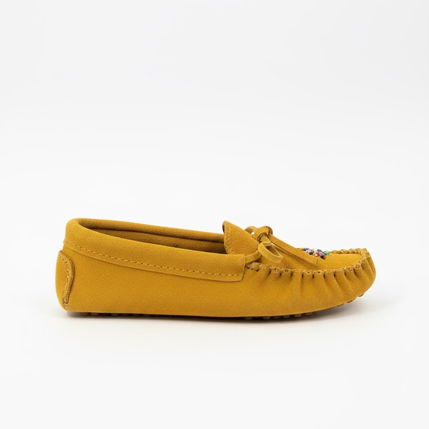 Womens Indian Tan Suede Moccasins With Suede Sole And Padded Insolde