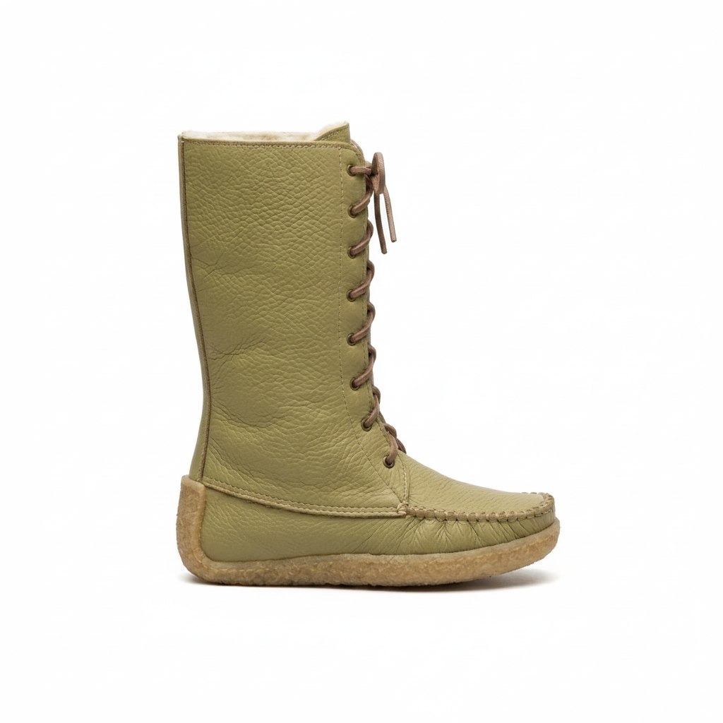 Deet tan lace-up boot on a white background