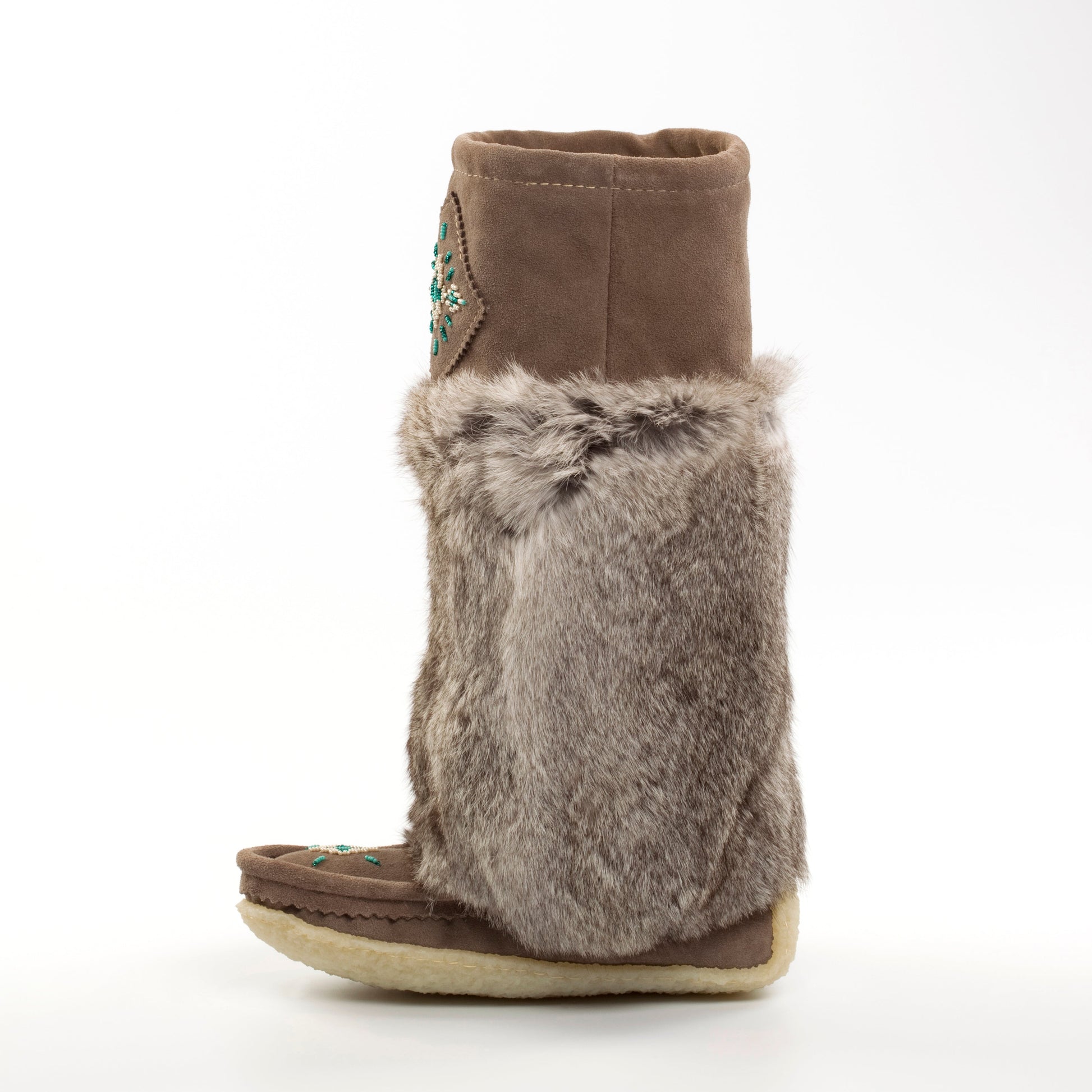 Grey Mukluks on white background 