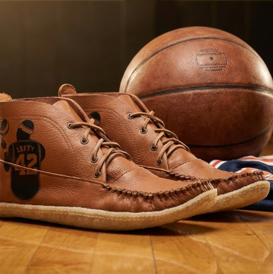 shoes nect to a basketball 